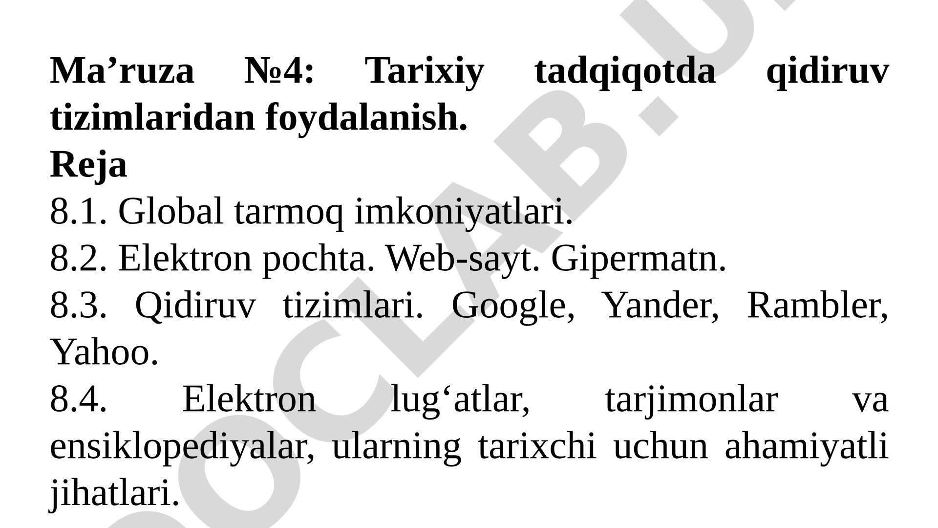 Tarixiy tadqiqotda qidiruv tizimlaridan foydalanish