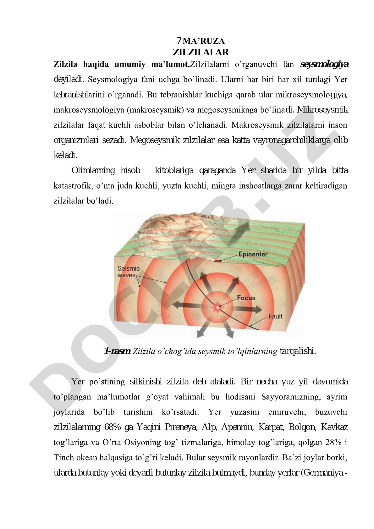 Zilzilalar haqida umumiy ma'lumot