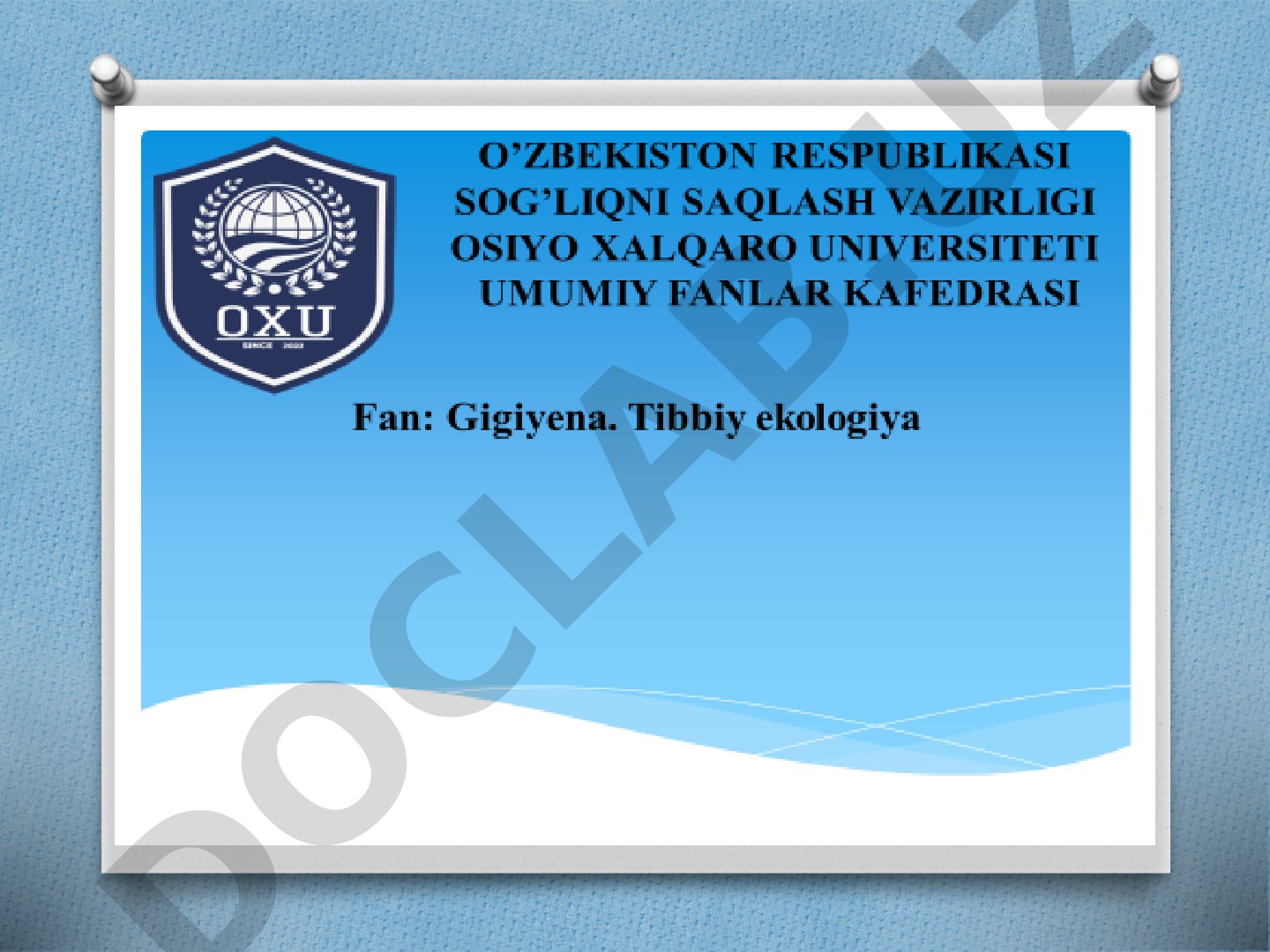 Ovqatdan zaharlanishlar va ularning profilaktikasi