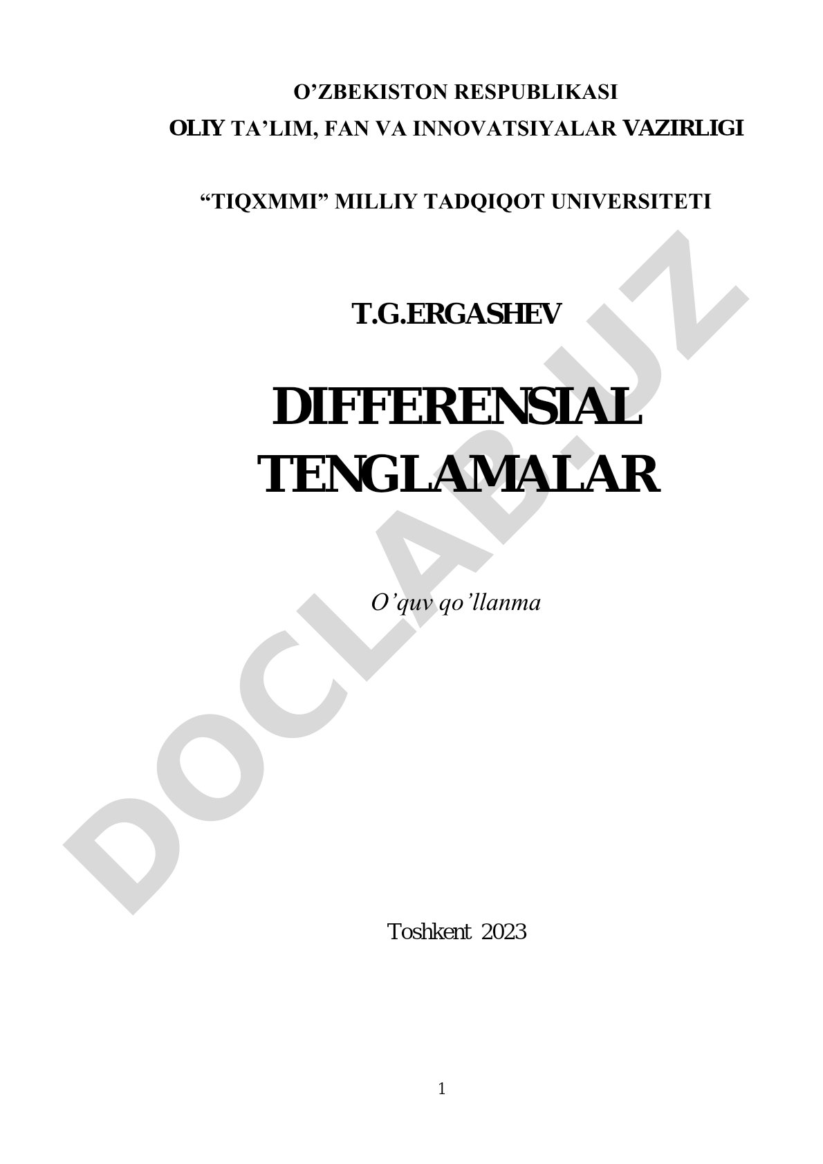 Differensial tenglamalar