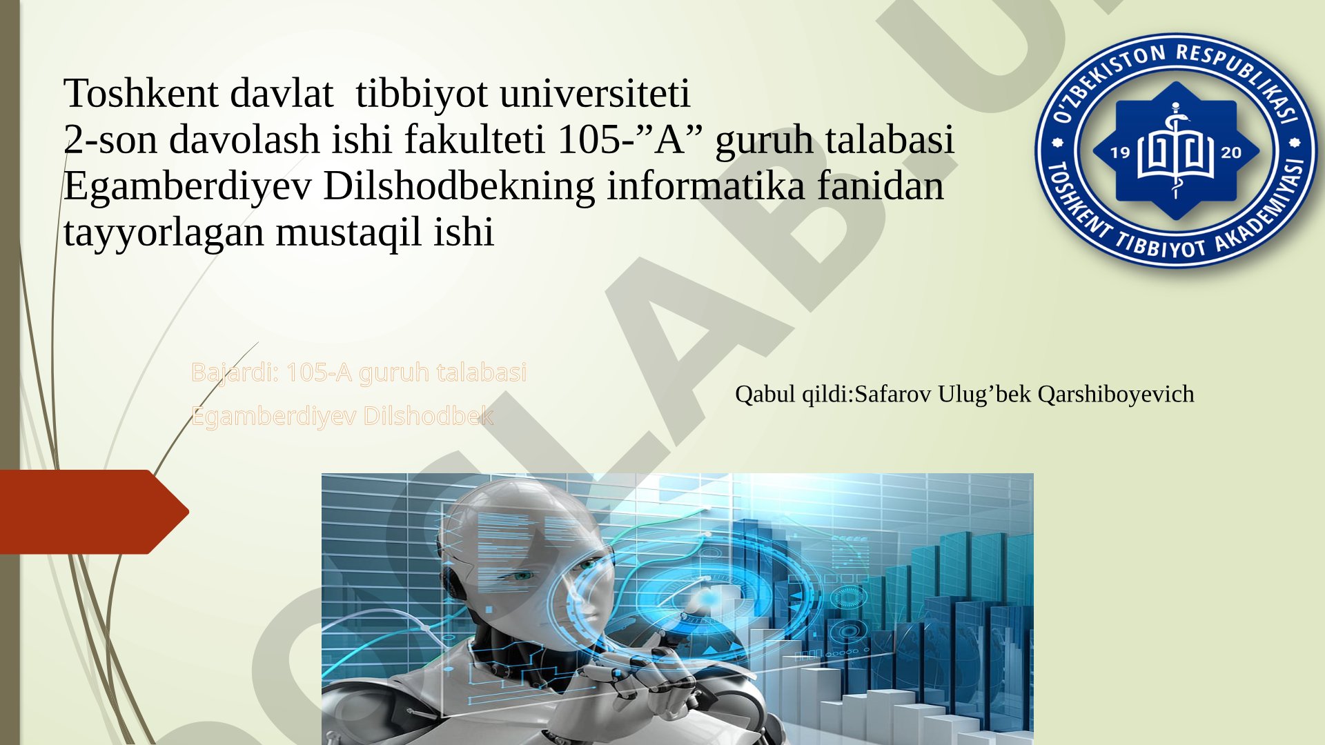 Zamonaviy axborot texnalogiyalari 2 User (U) - Ta'lim va Tibbiyotdagi ahamiyati