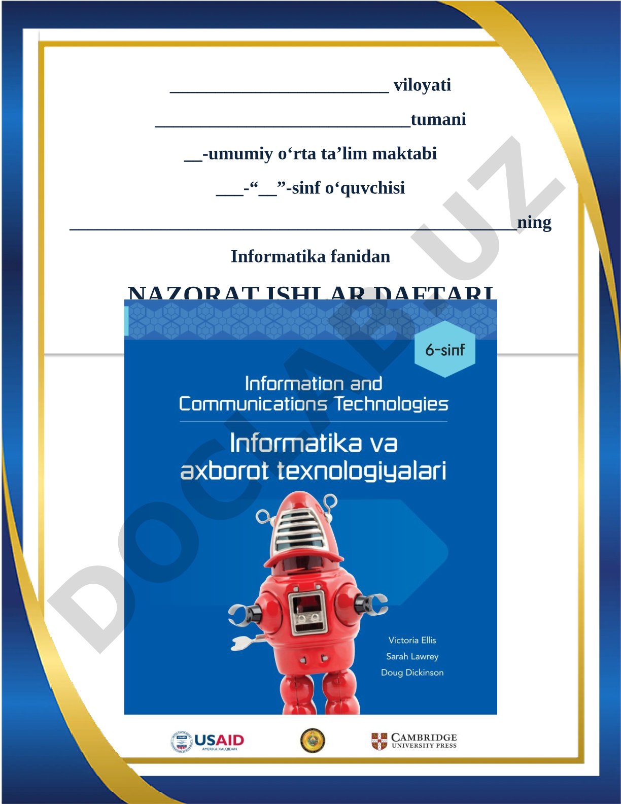 Informatika fanidan nazorat ishlar daftari