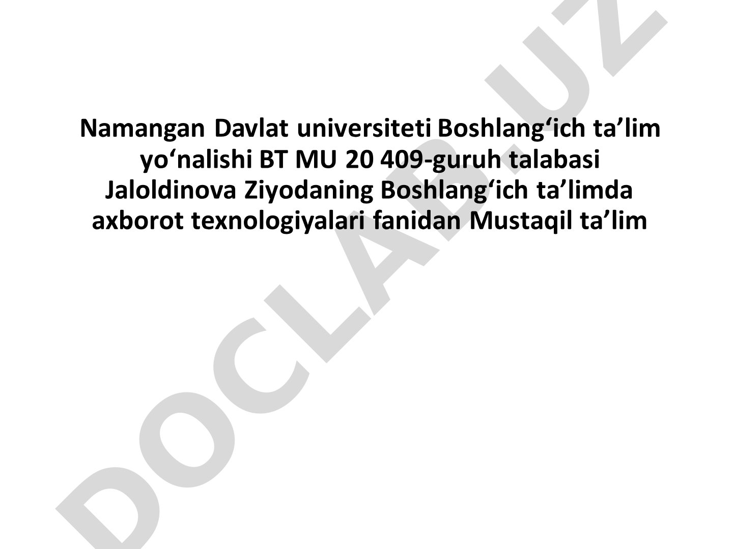 Boshlangʻich taʼlimda axborot texnologiyalari