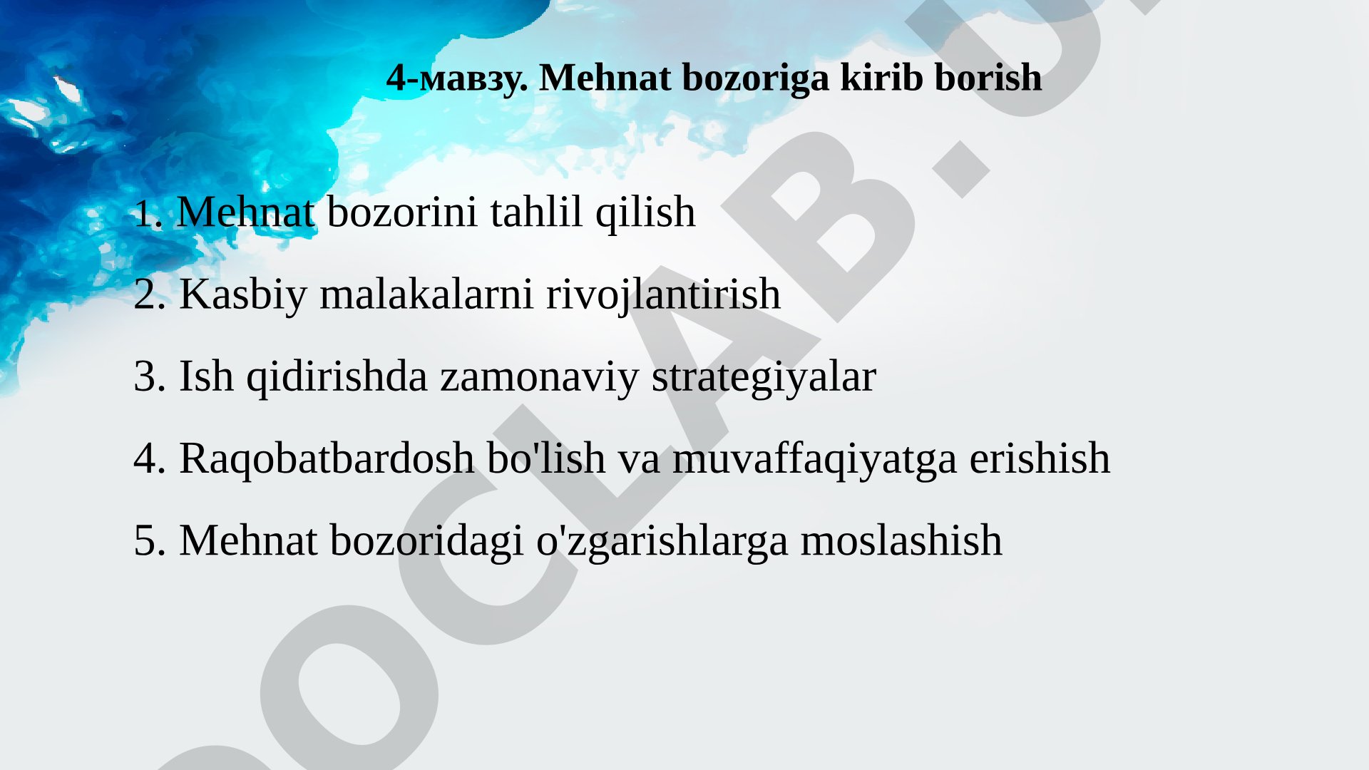 Mehnat bozoriga kirib borish