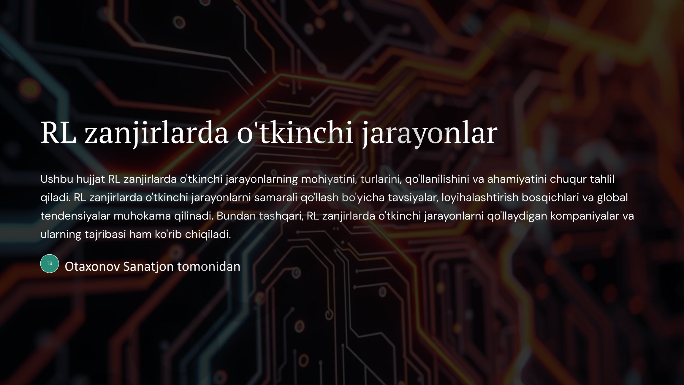 RL zanjirlarda o'tkinchi jarayonlar