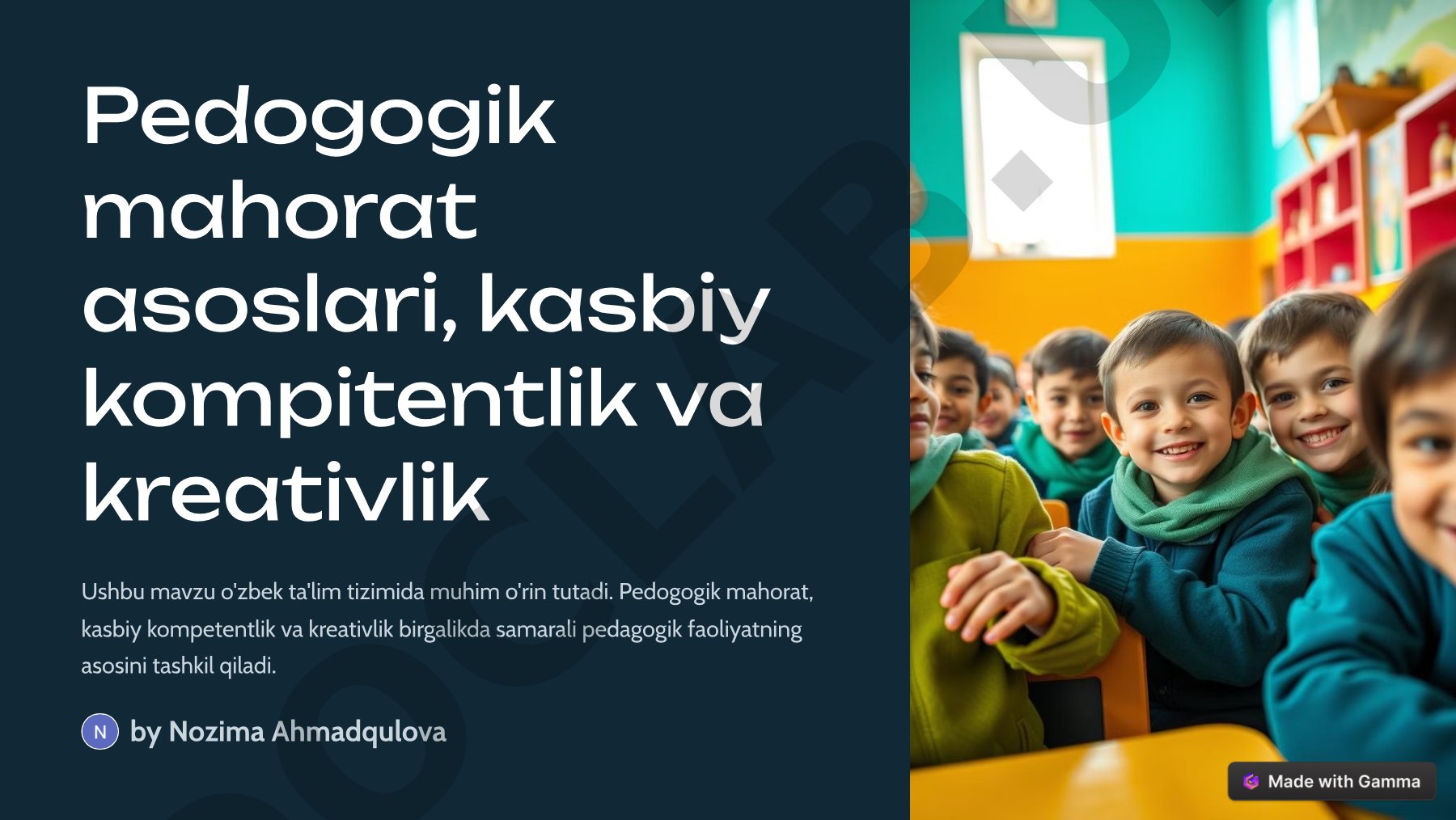 Pedogogik mahorat asoslari, kasbiy kompitentlik va kreativlik