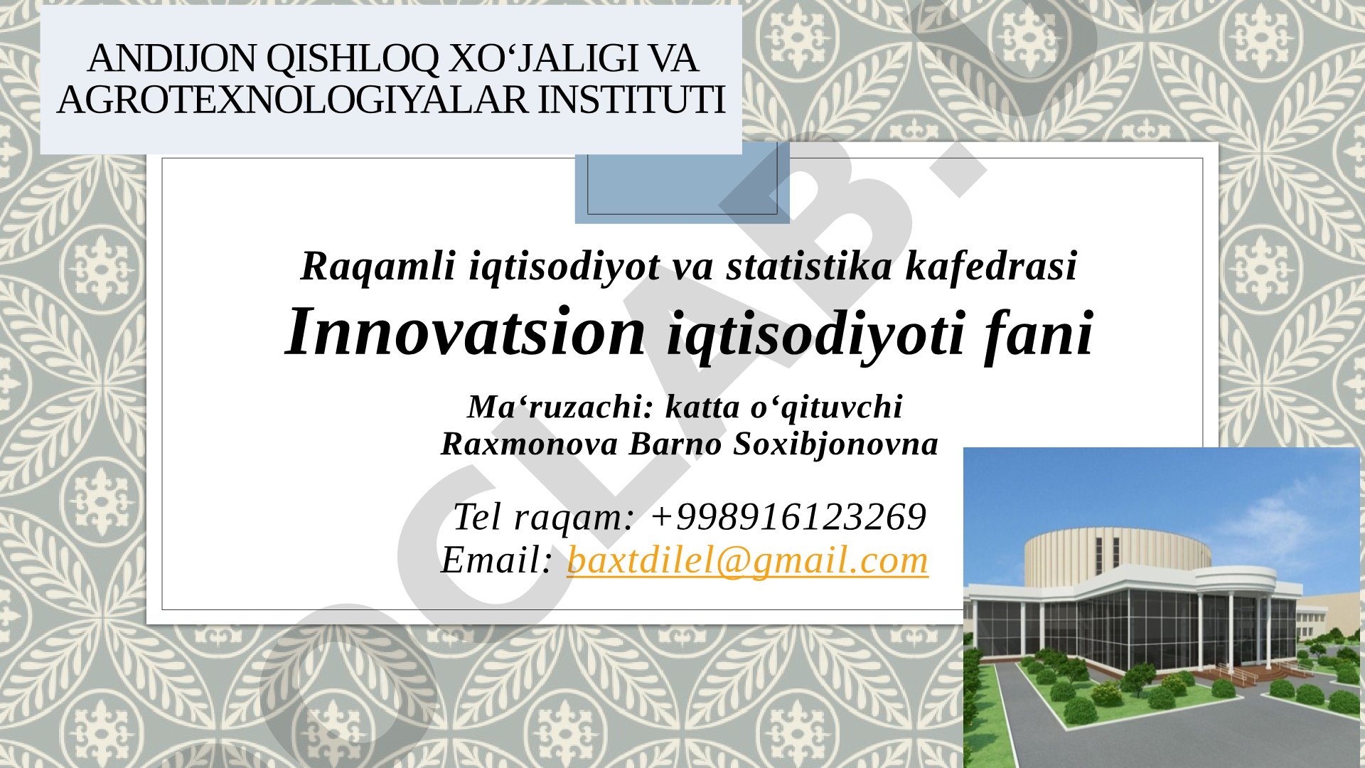 Venchur shaklidagi innovatsion biznes