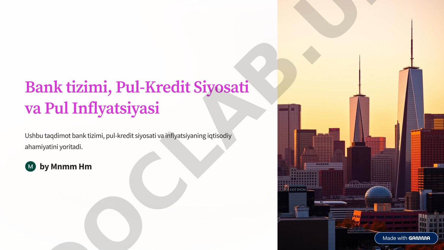 Bank tizimi, Pul-Kredit Siyosati va Pul Inflyatsiyasi