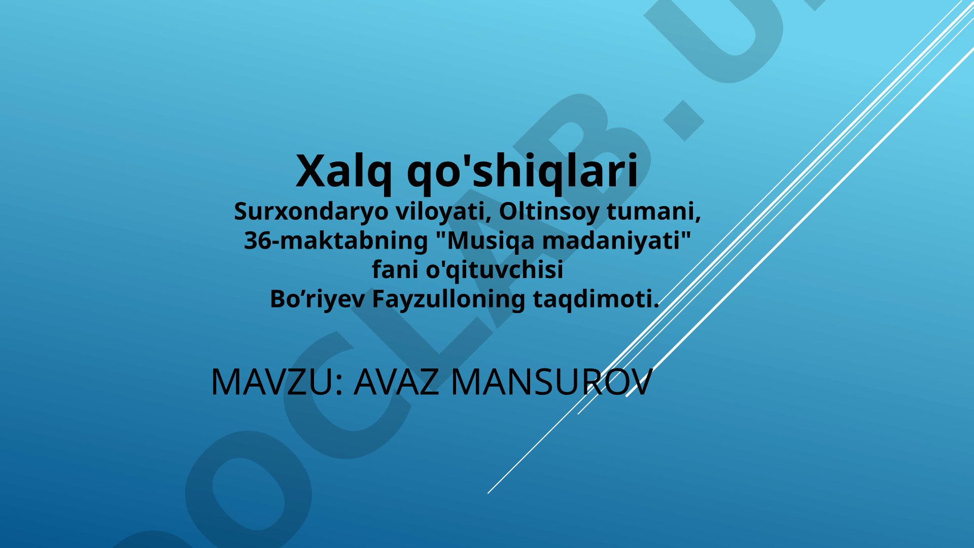 Avaz Mansurov Xalq qo'shiqlari