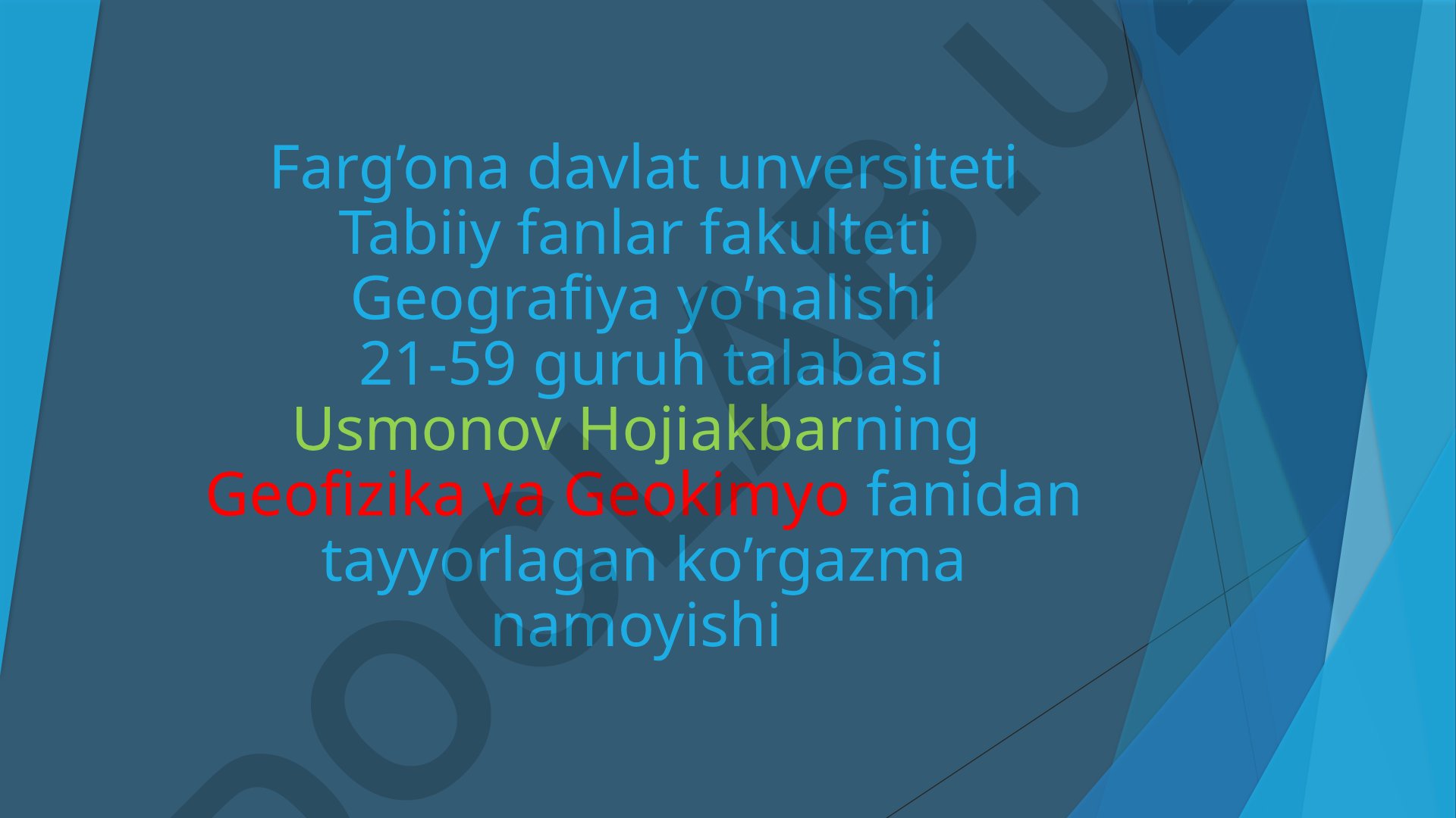 Tog' jinslarini geokimyoviy tarkibini taxlil qilish