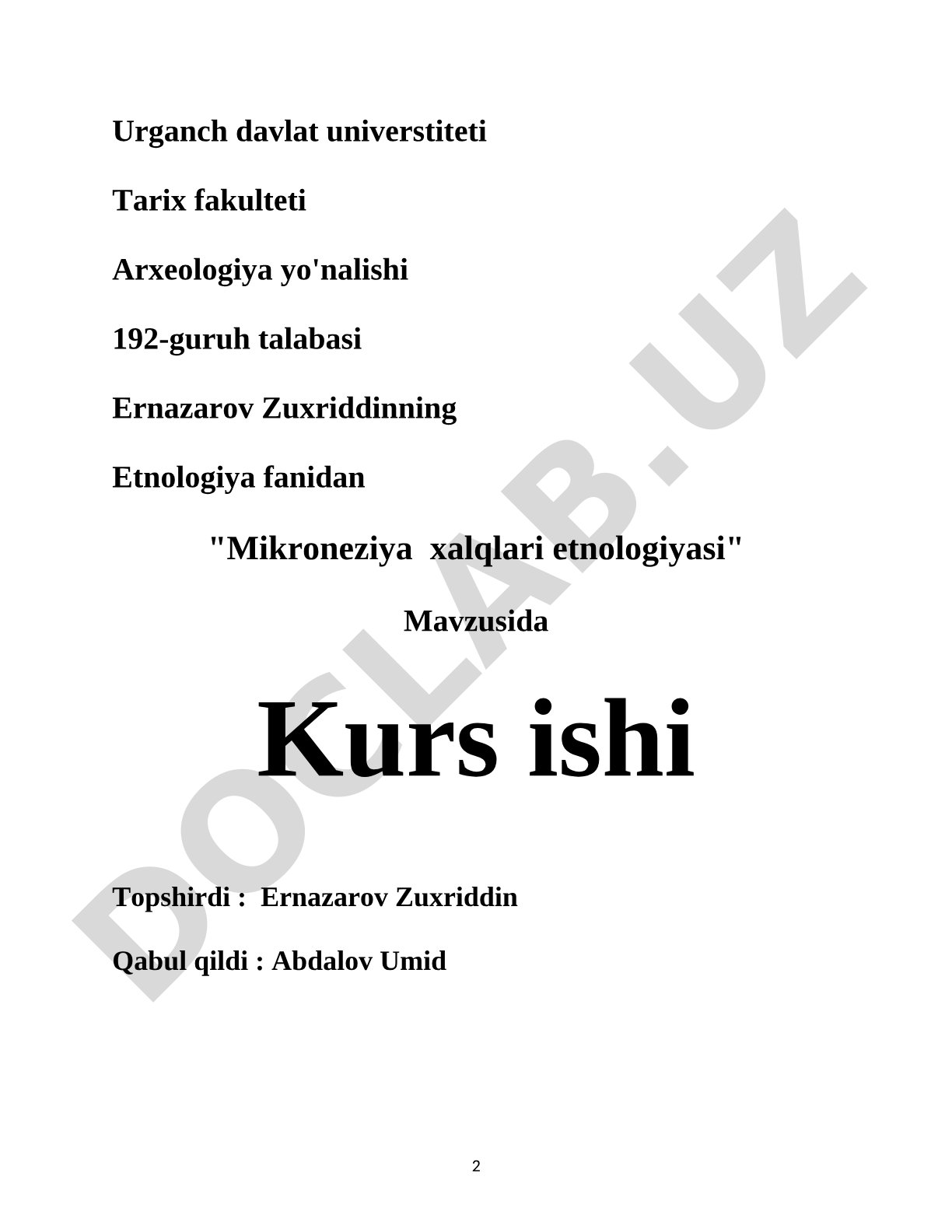 Mikroneziya xalqlarining tarixi, etnologiyasi, madaniyati va an'analari