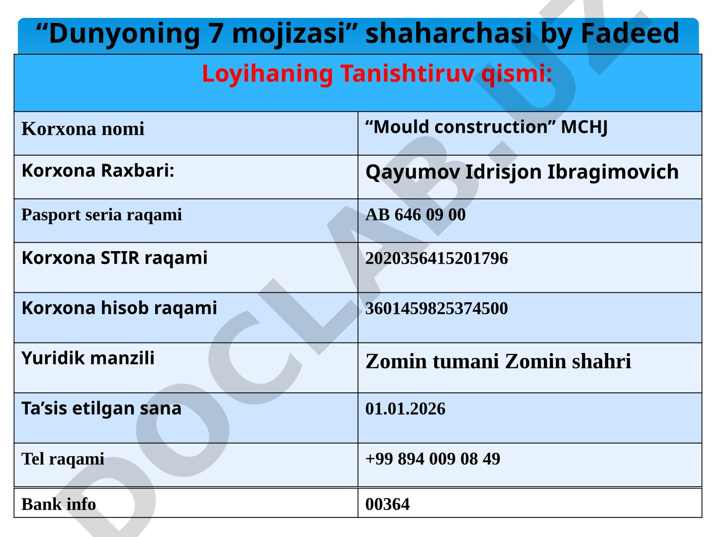 Dunyoning 7 mojizasi shaharchasi by Fadeed