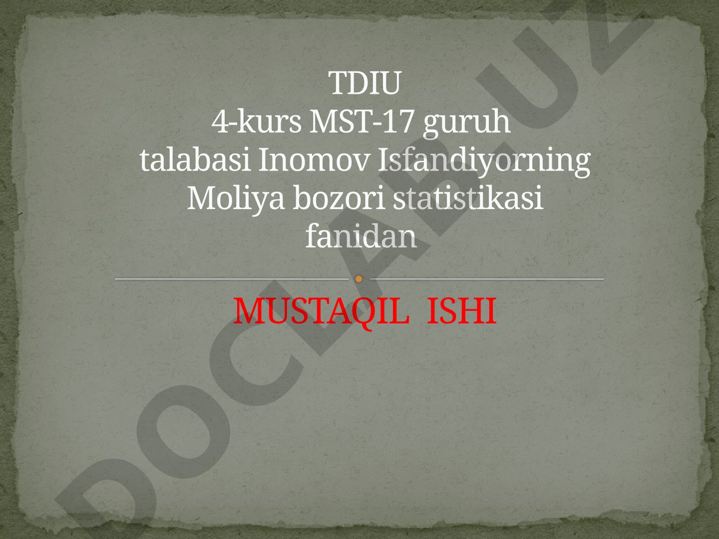 Moliya statistikasining axborot resurslarini takomillashtirish muammolari