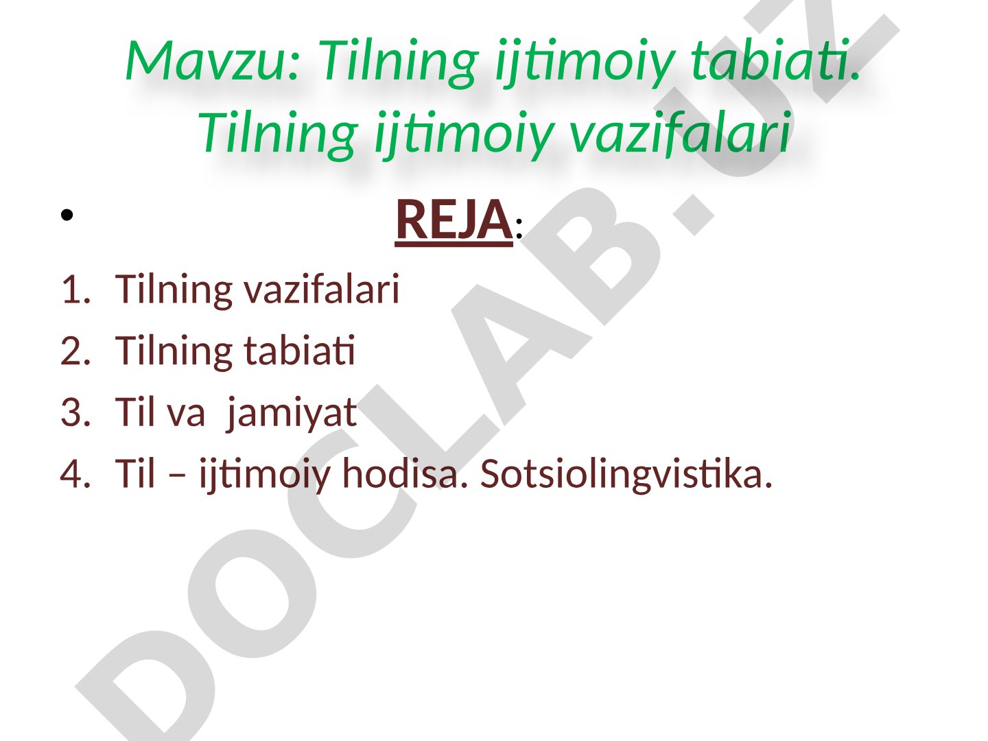 Tilning ijtimoiy tabiati. Tilning ijtimoiy vazifalari
