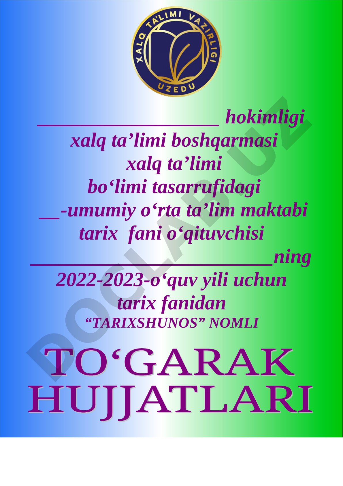 2022-2023 o‘quv yili uchun Tarixshunos to‘garagi ish rejasi