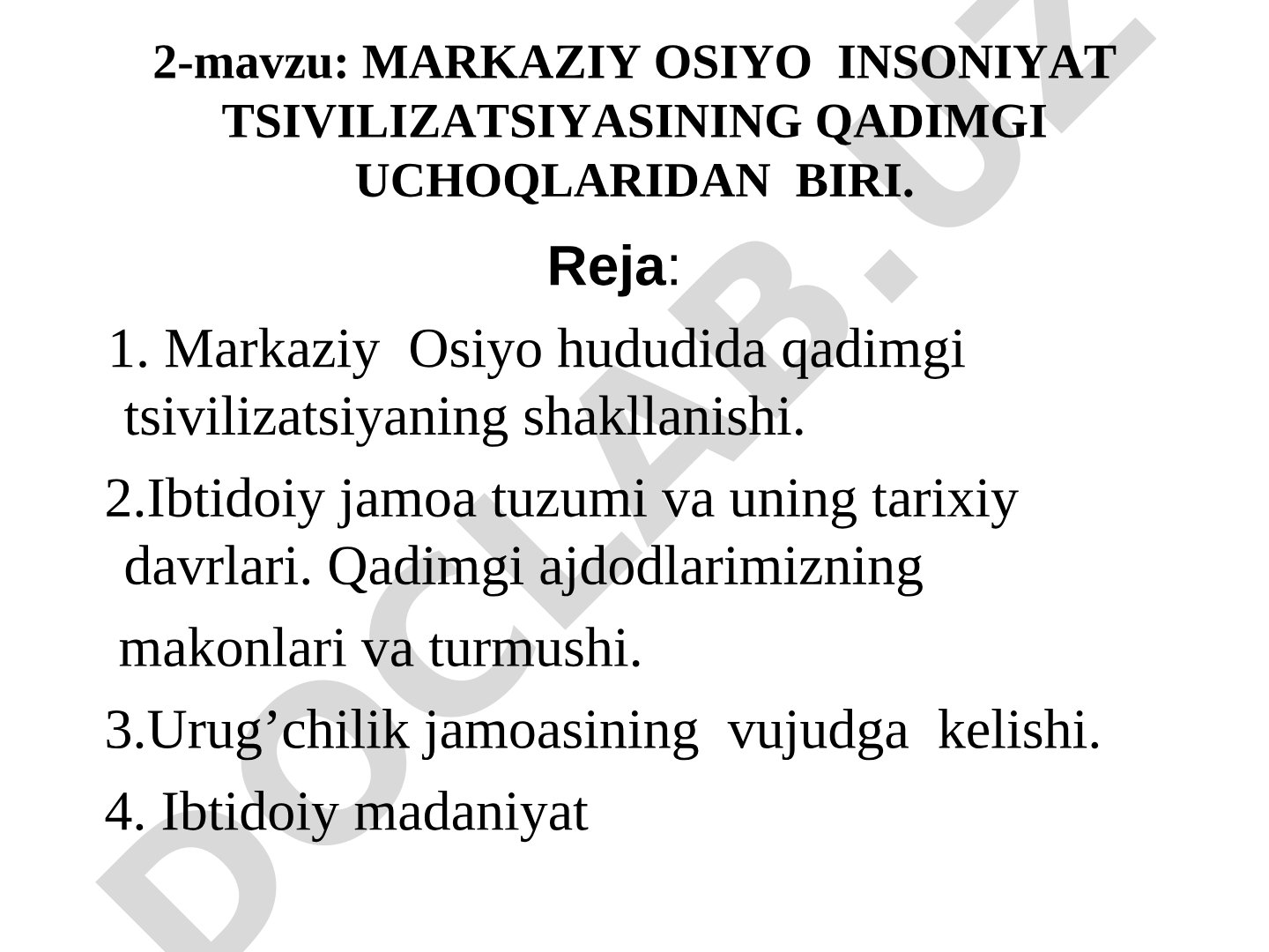 MARKAZIY OSIYO INSONIYAT TSIVILIZATSIYASINING QADIMGI UCHOQLARIDAN BIRI