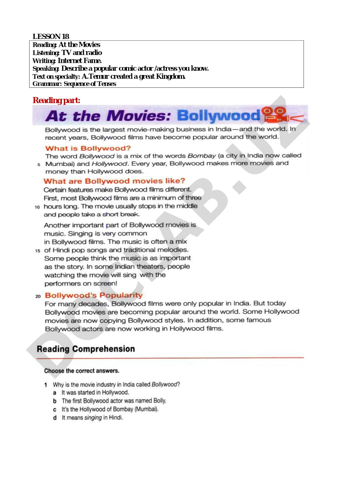 English Lesson 18: Movies, TV, Radio, and Internet