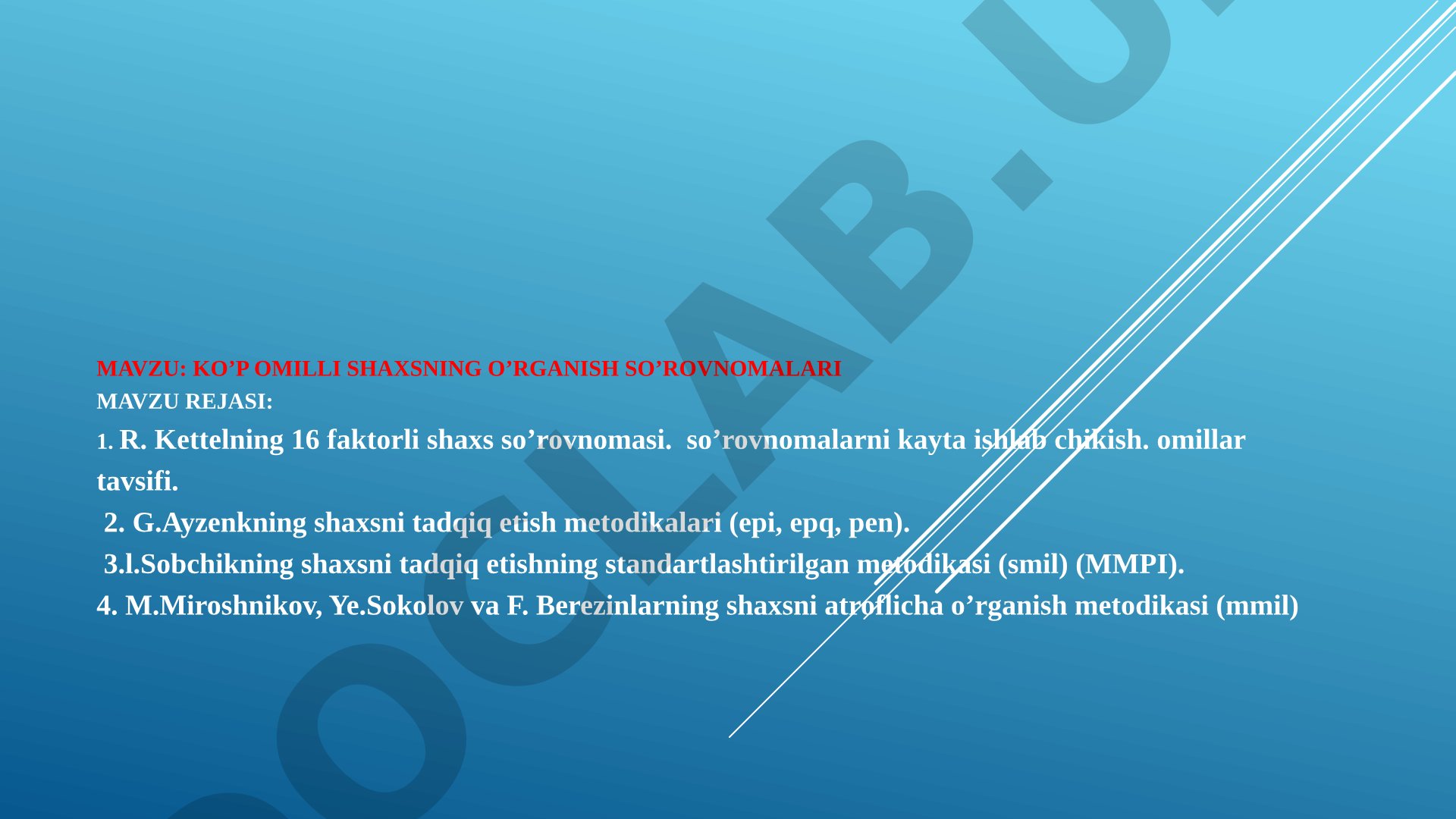 Ko'p omilli shaxsning o'rganish so'rovnomalari