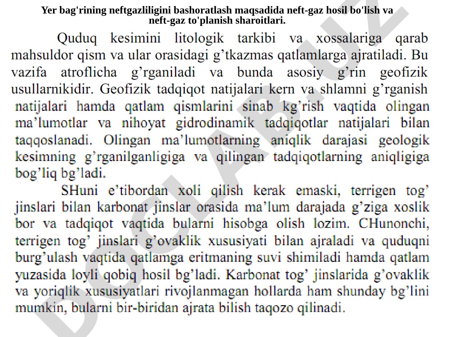 Yer bag'rining neftgazliligini bashoratlash