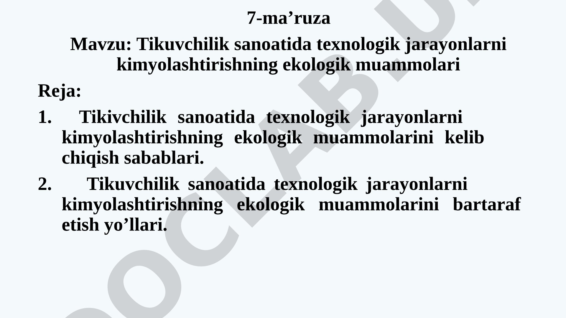 Tikuvchilik sanoatida texnologik jarayonlarni kimyolashtirishning ekologik muammolari