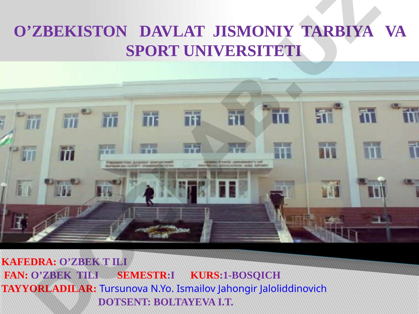 O'zbek tili fanidan matn va sport terminlari