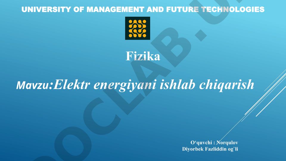 Elektr energiyani ishlab chiqarish
