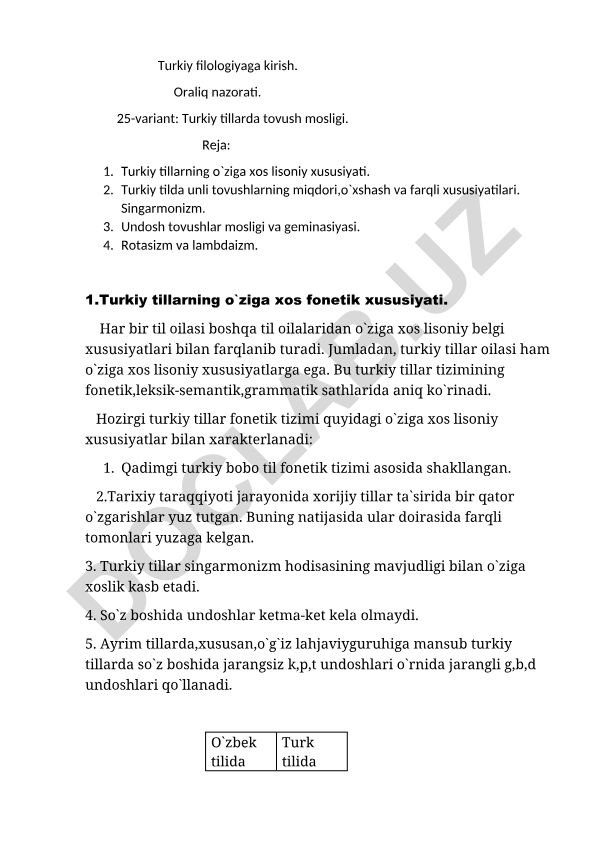 Turkiy tillarda tovush mosligi
