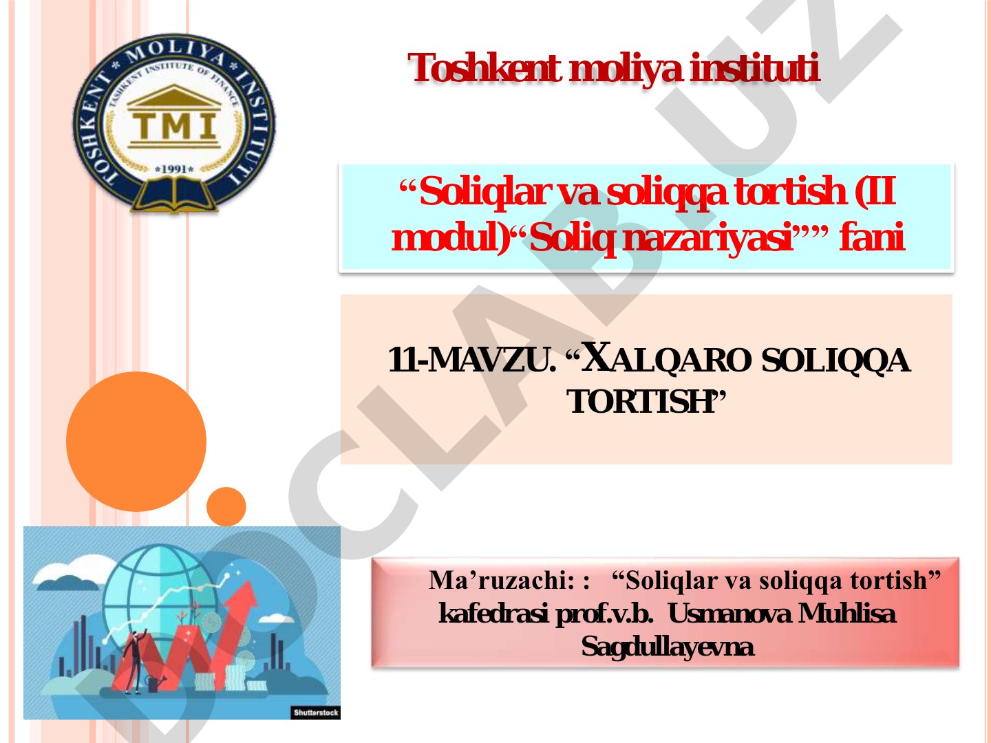 Jahon soliq kodeksini qabul qilish zarurati va ahamiyati