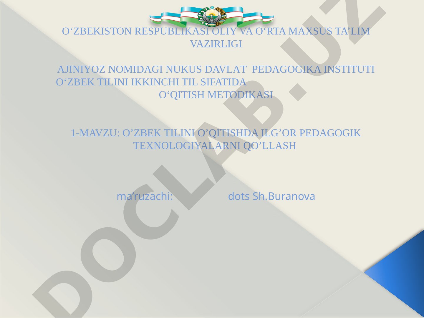 O'zbek tilini o'qitishda ilg'or pedagogik texnologiyalarni qo'llash