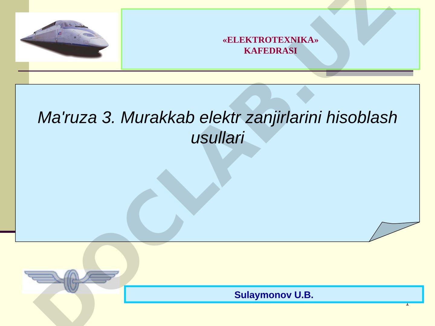Murakkab elektr zanjirlarini hisoblash usullari
