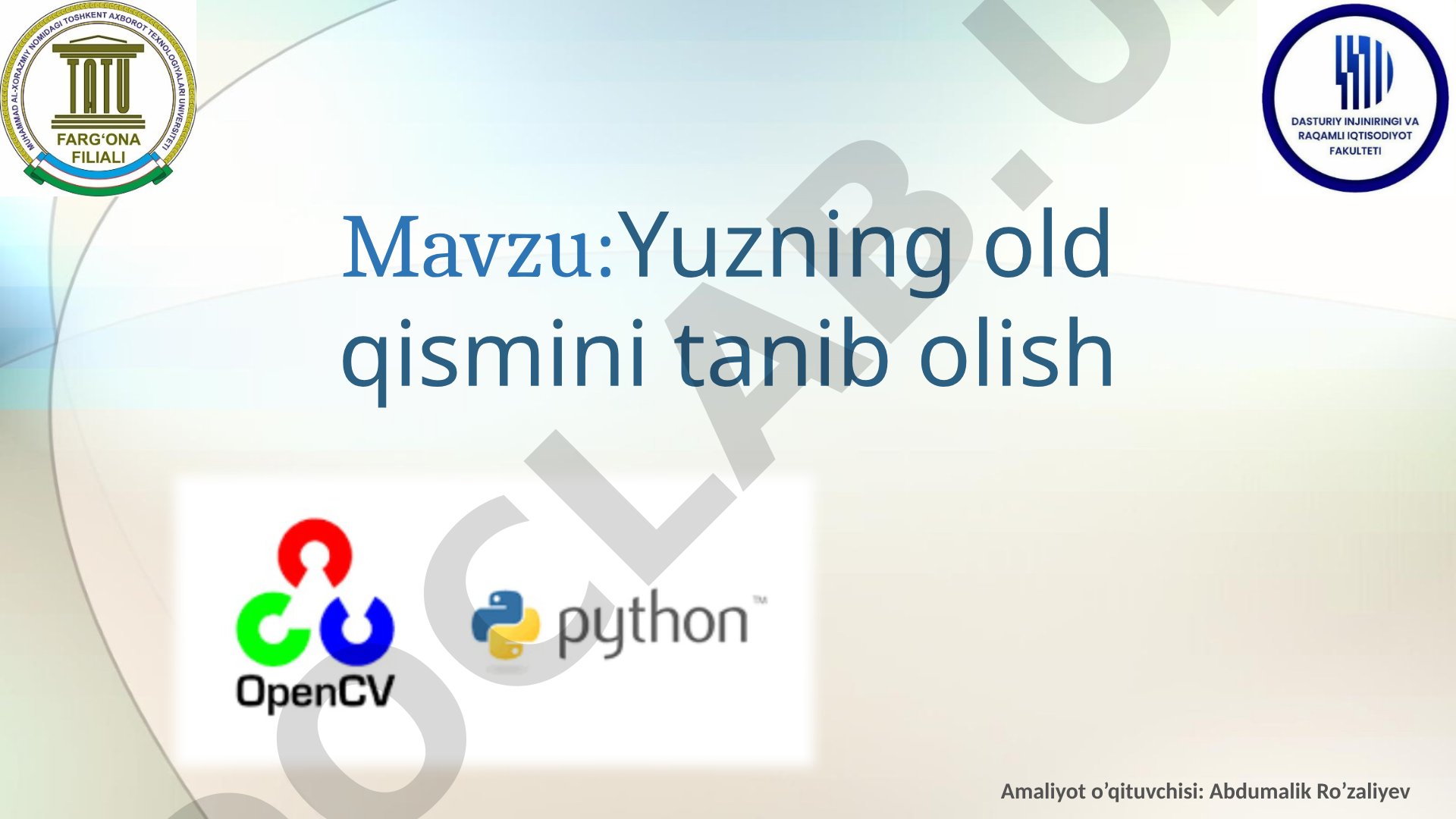 Yuzning old qismini tanib olish
