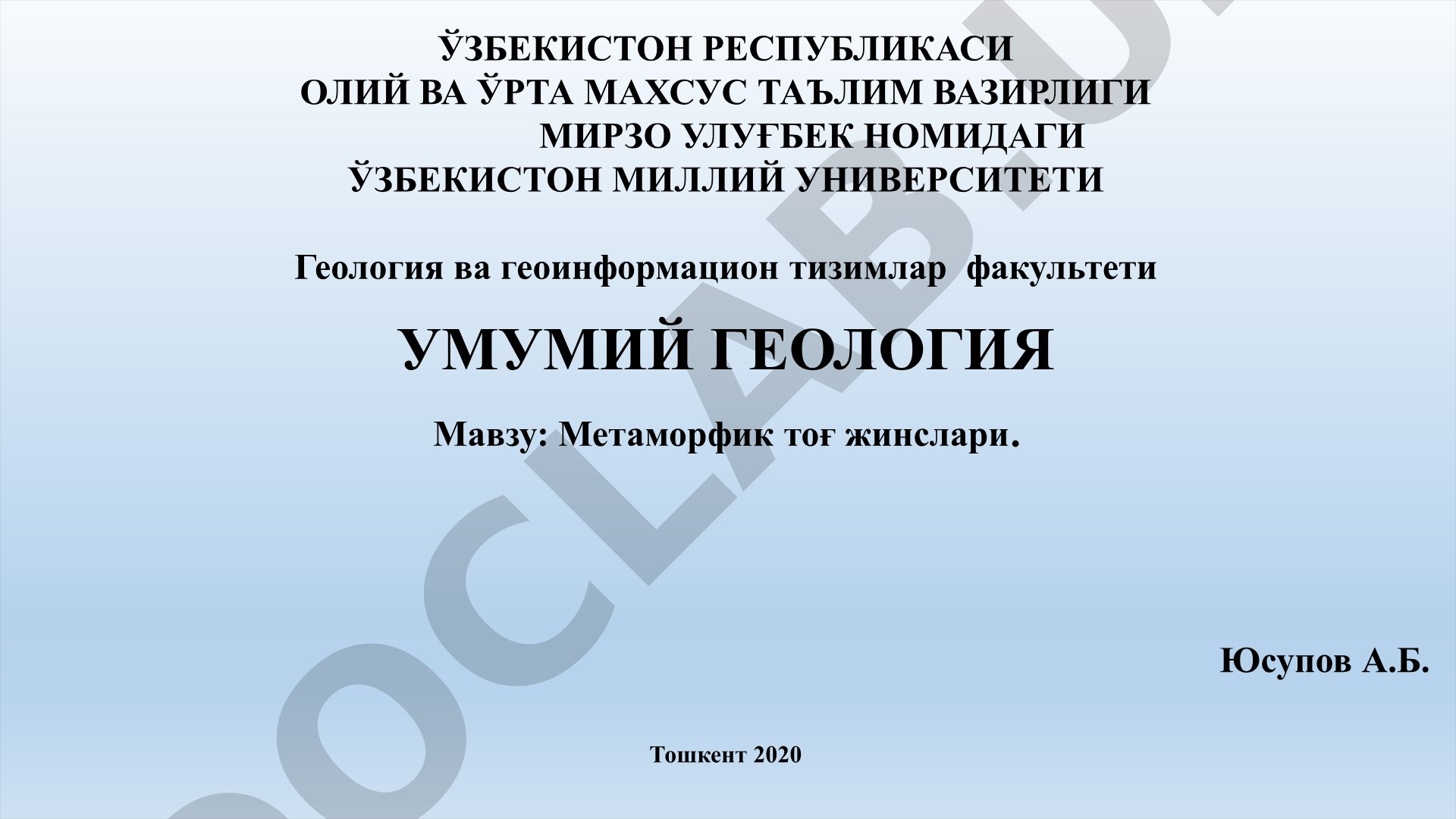 Метаморфик тоғ жинслари