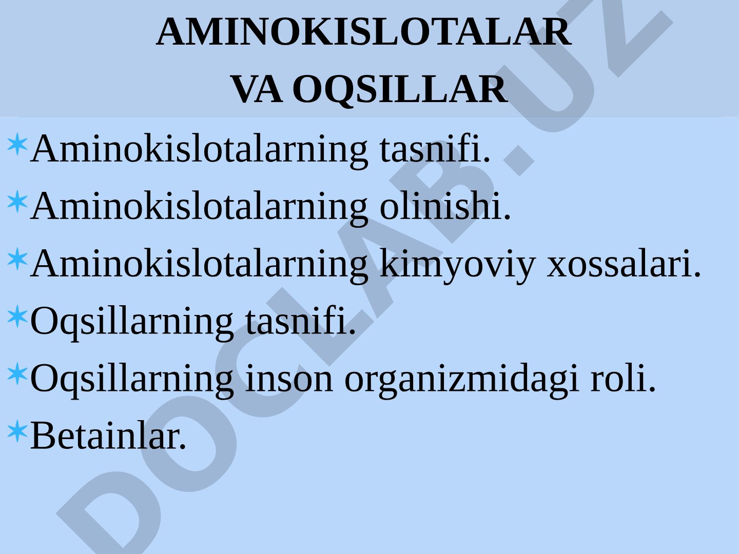 Aminokislotalar va oqsillar kun yangiliklari