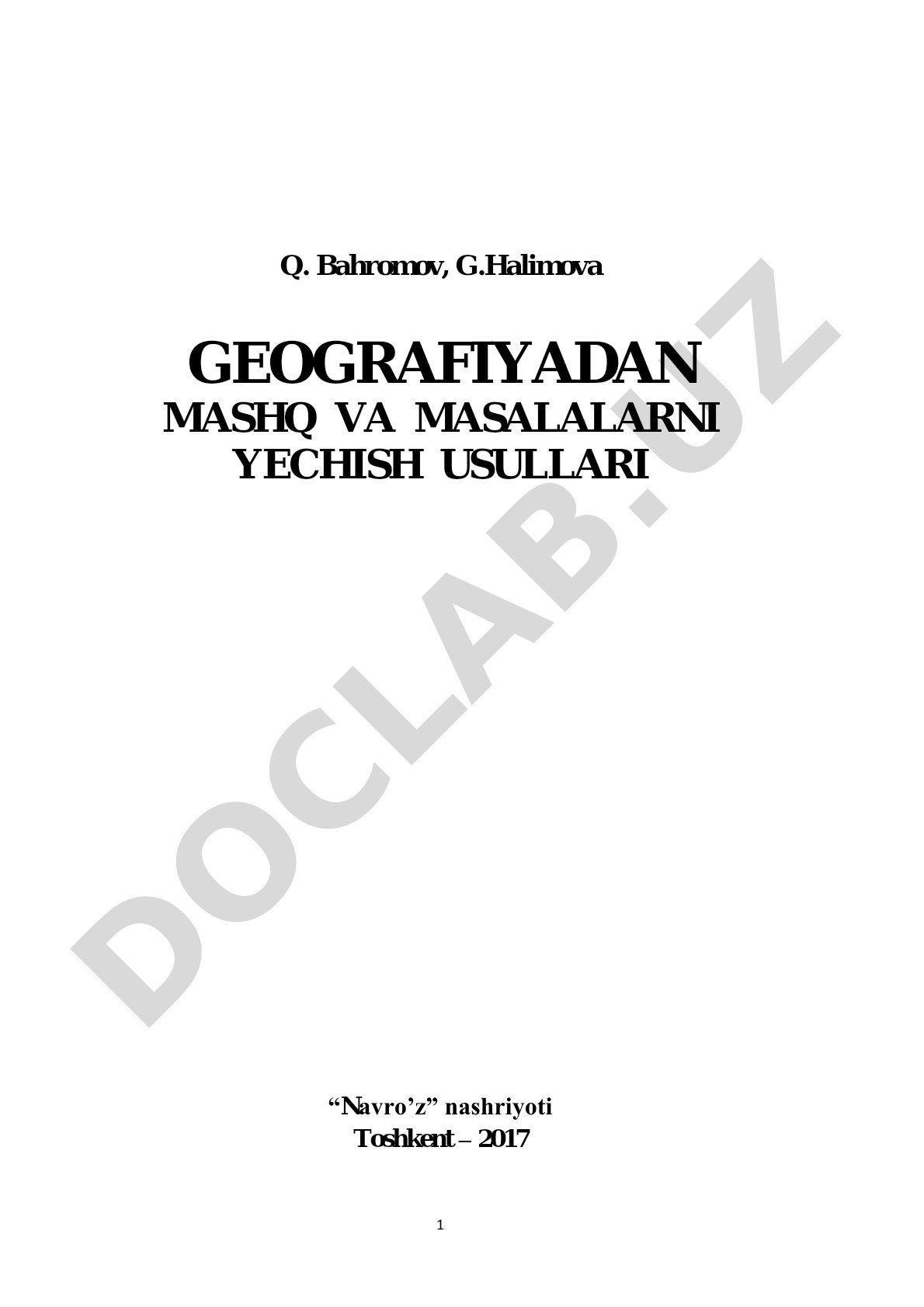 Geografiyadan mashq va masalalarni yechish usullari