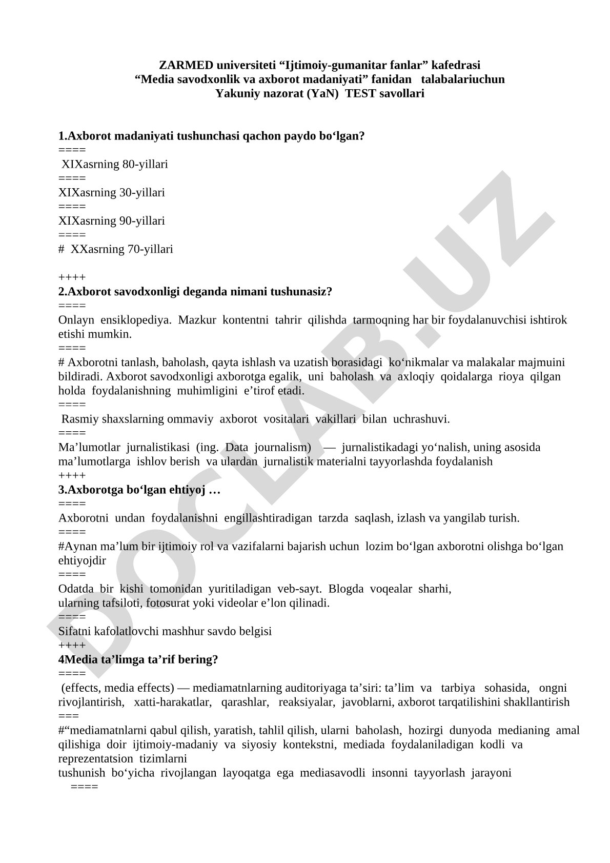 Media savodxonlik va axborot madaniyati
