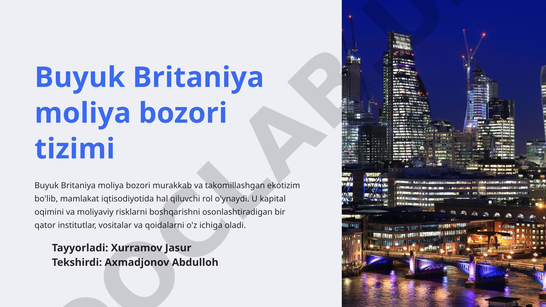 Buyuk Britaniya moliya bozori tizimi