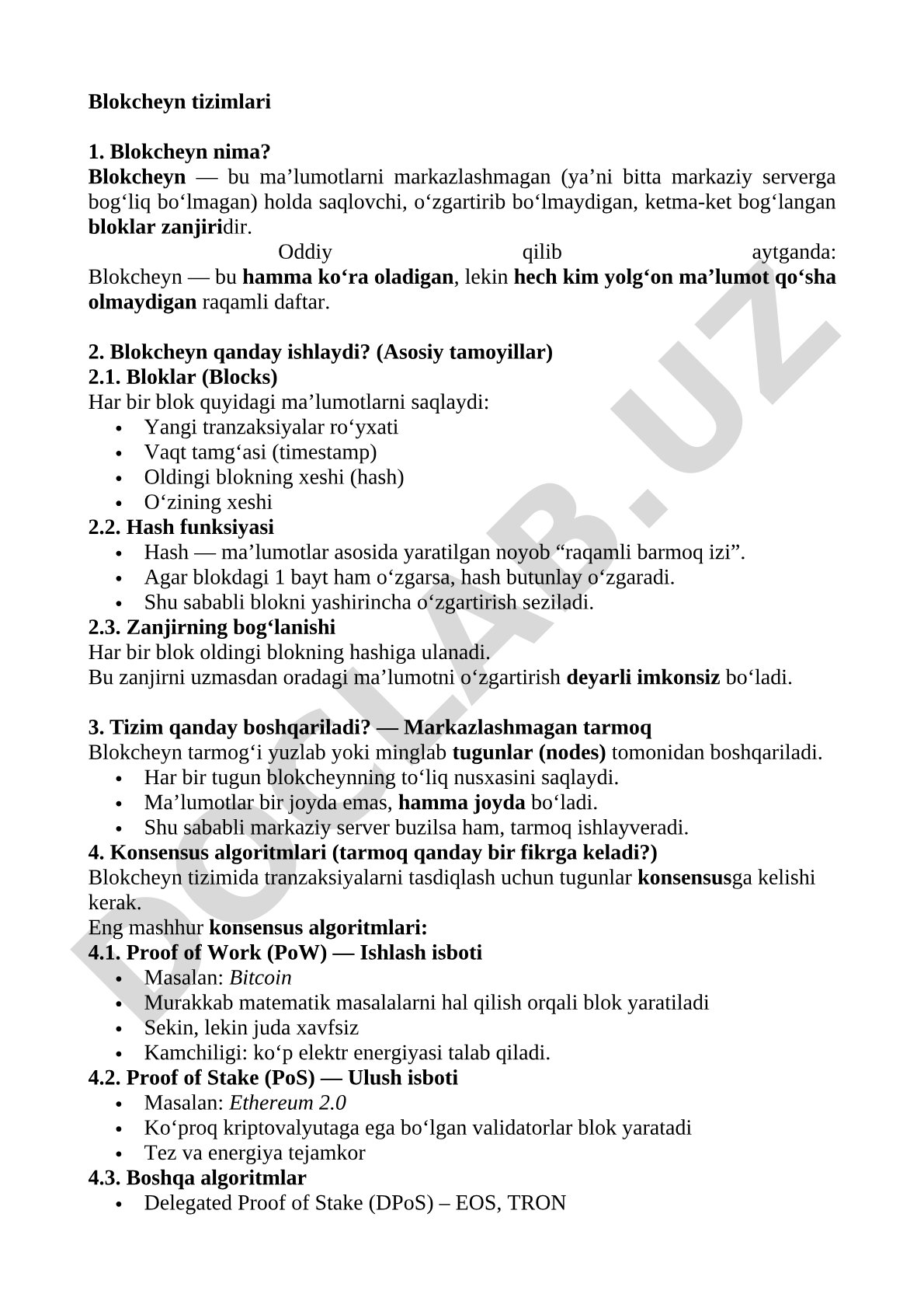 Blokcheyn tizimlari