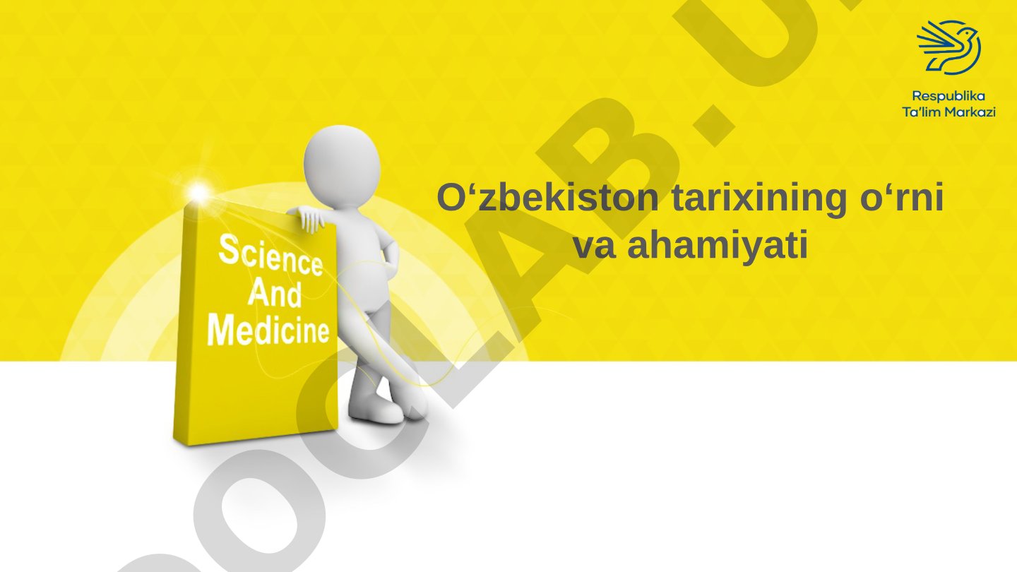 O‘zbekiston tarixining o‘rni va ahamiyati