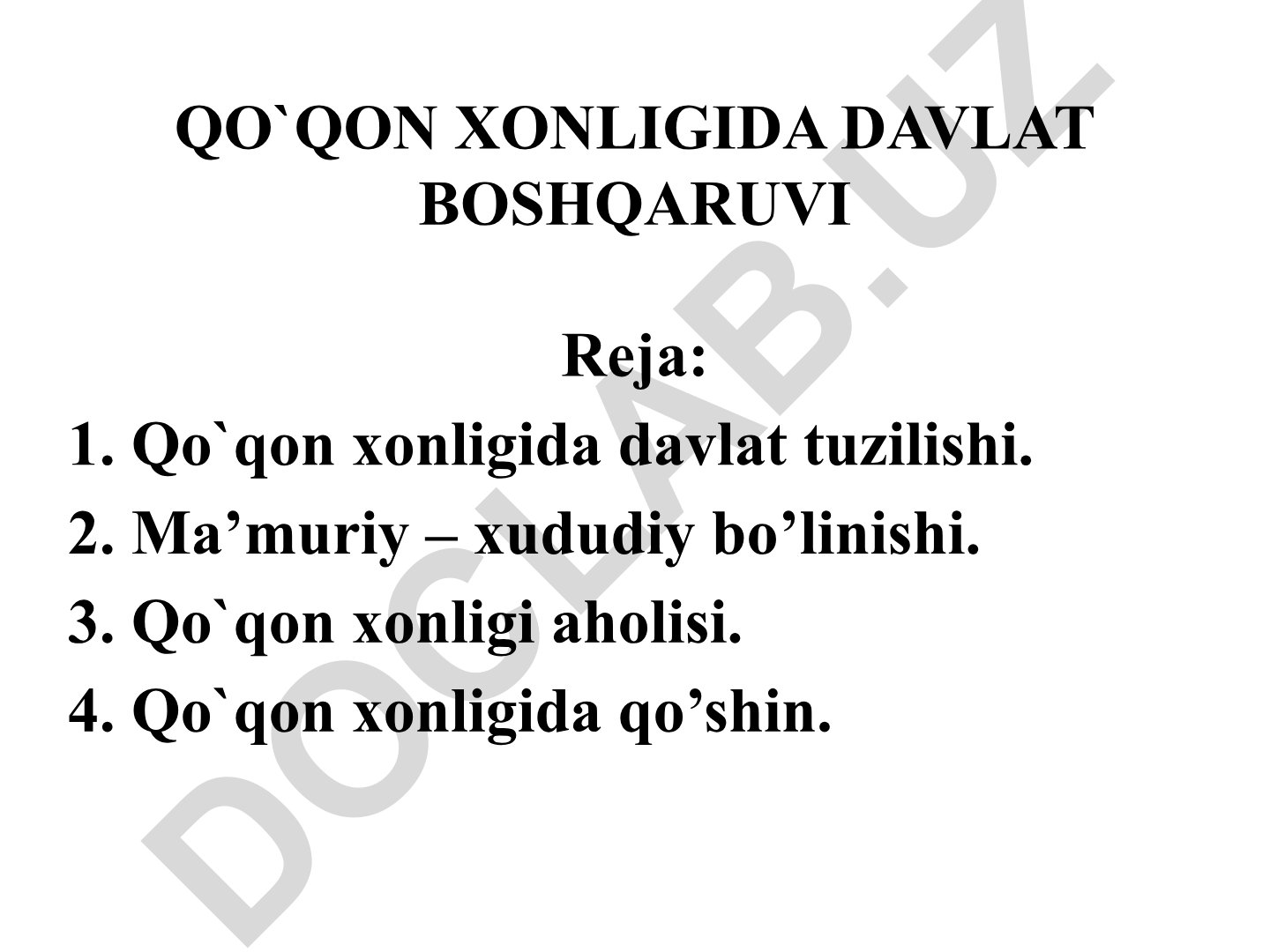 Qo'qon xonligida davlat boshqaruvi