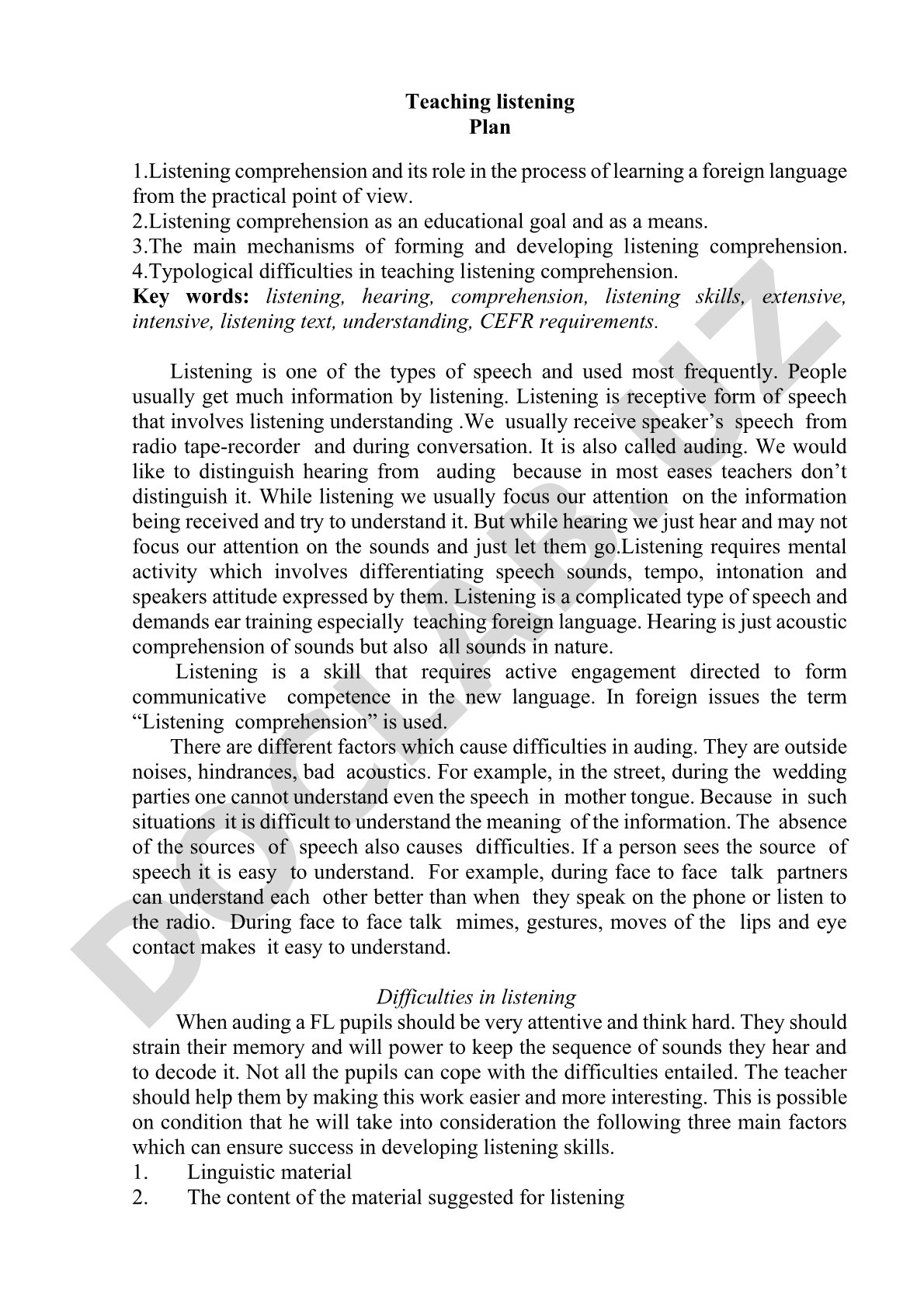 Teaching Listening Comprehension in Foreign Language Learning