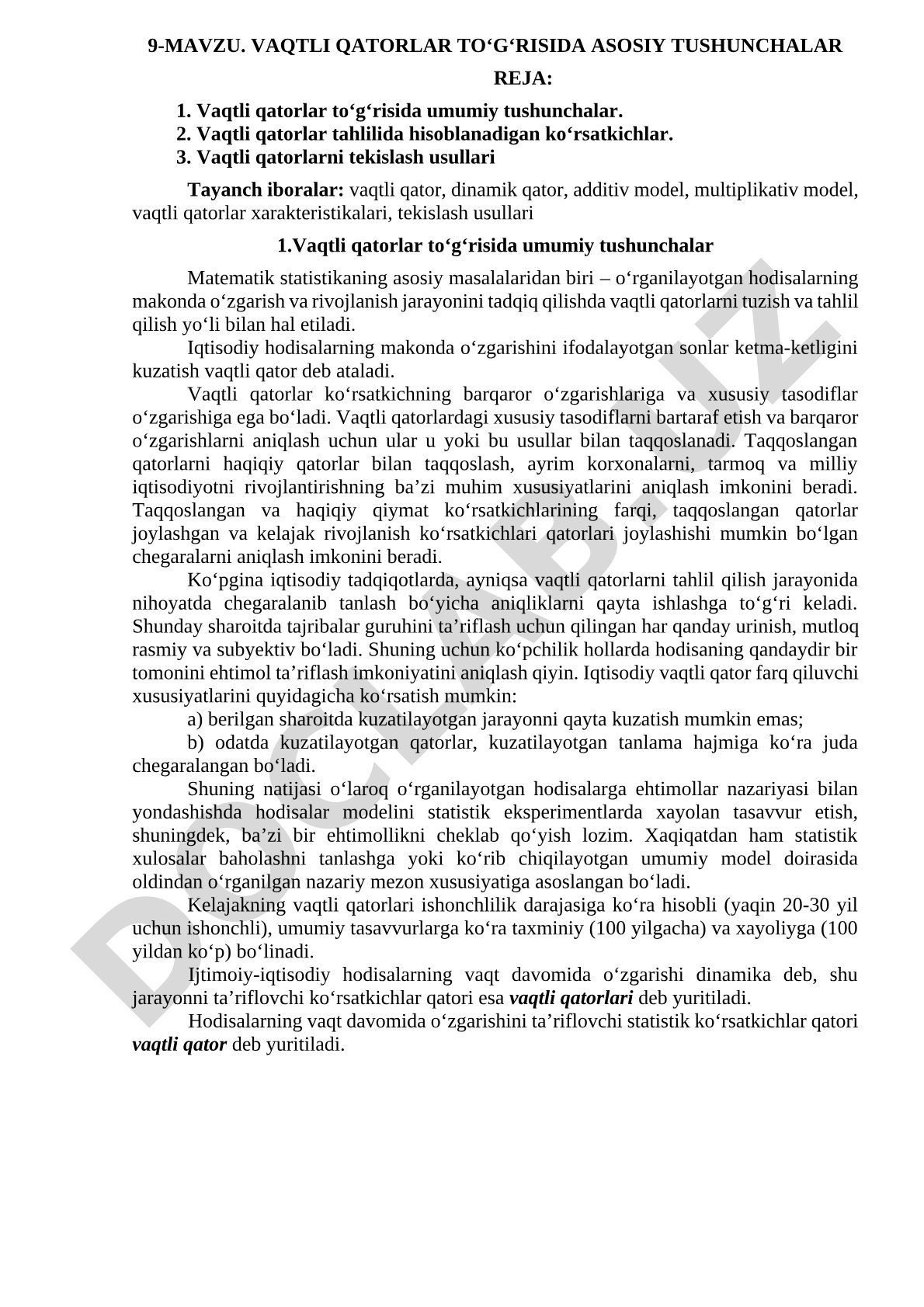 VAQTLI QATORLAR TО‘G‘RISIDA ASOSIY TUSHUNCHALAR