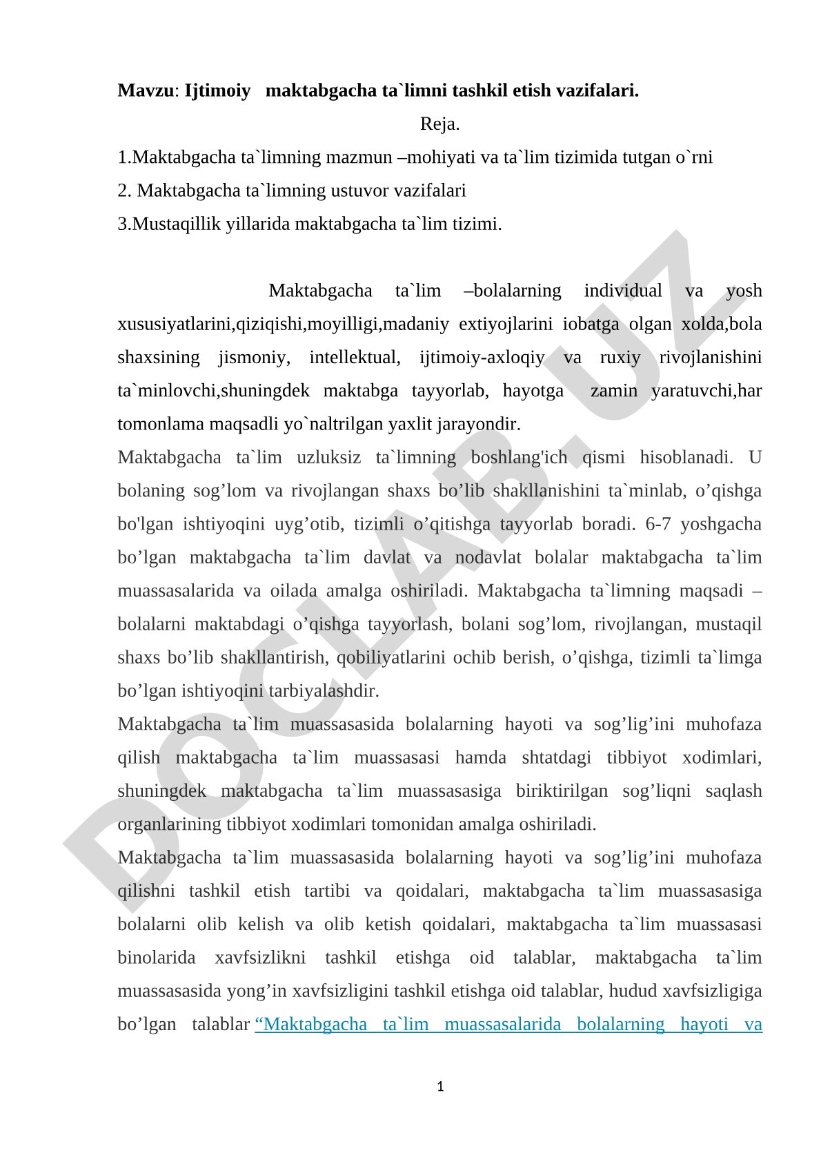 Ijtimoiy maktabgacha ta'limni tashkil etish vazifalari