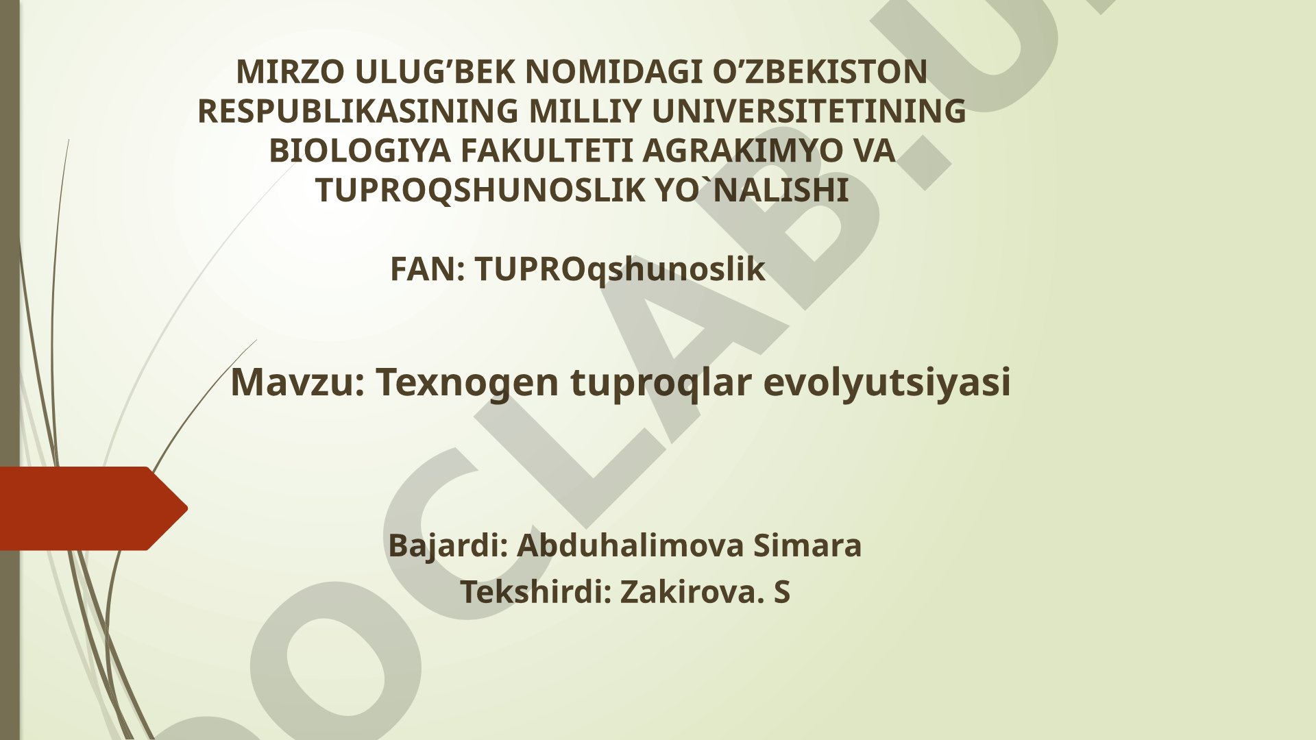 Tuproqlarning kimyoviy ifloslanishi, pestitsidlar va og'ir metallar ta'siri, himoya