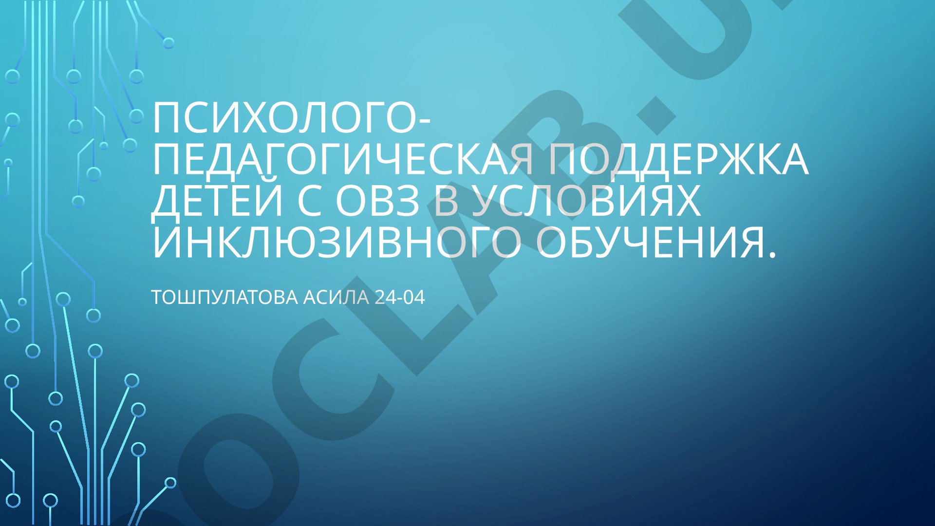 Психолого-педагогическая поддержка детей с ОВЗ в условиях инклюзивного обучения