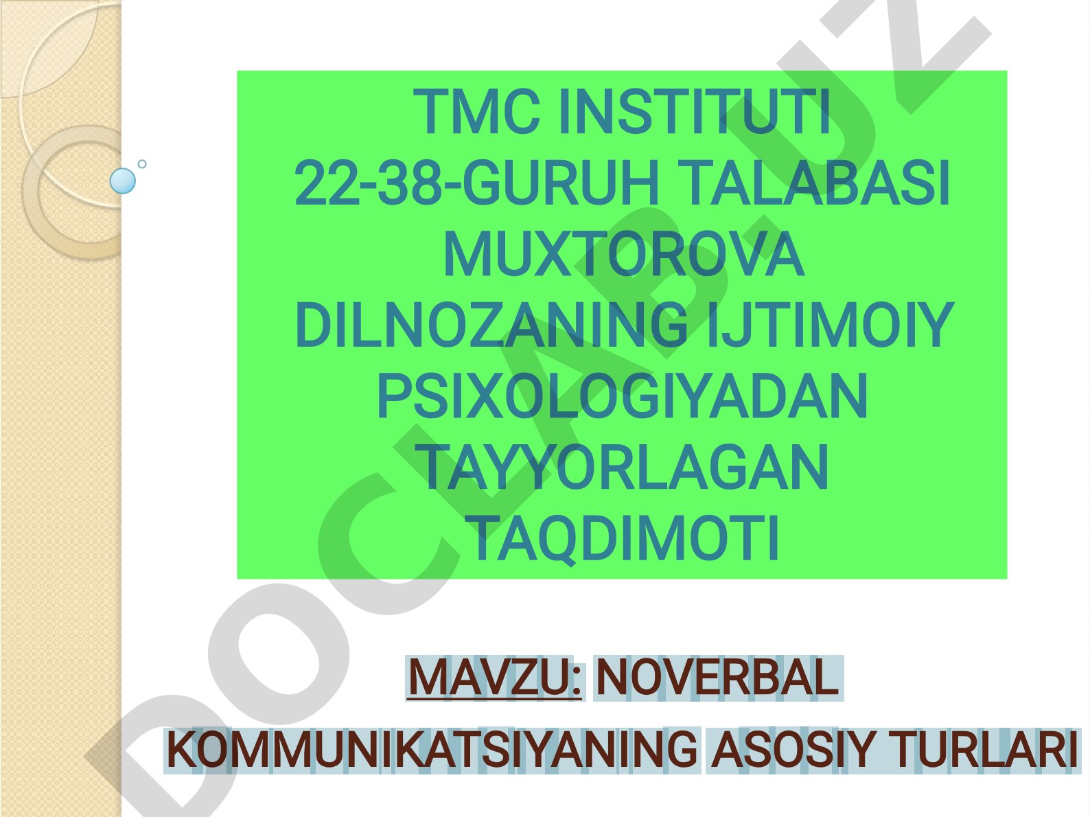 Noverbal kommunikatsiyaning asosiy turlari