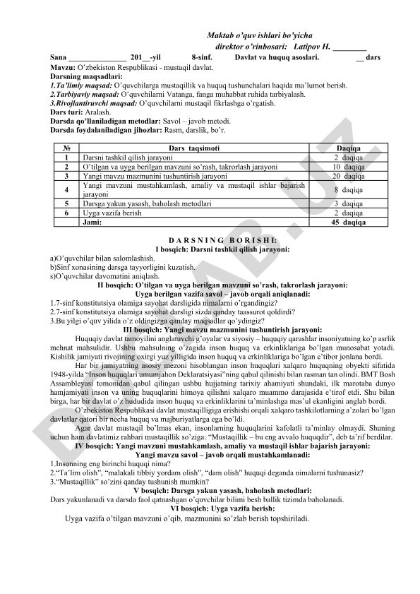 O’zbekiston Respublikasi - mustaqil davlat