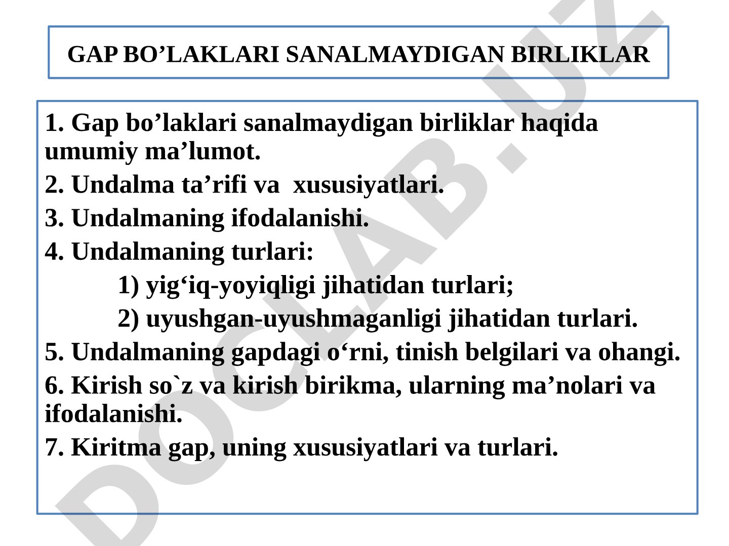 Gap bo'laklari sanalmaydigan birliklar