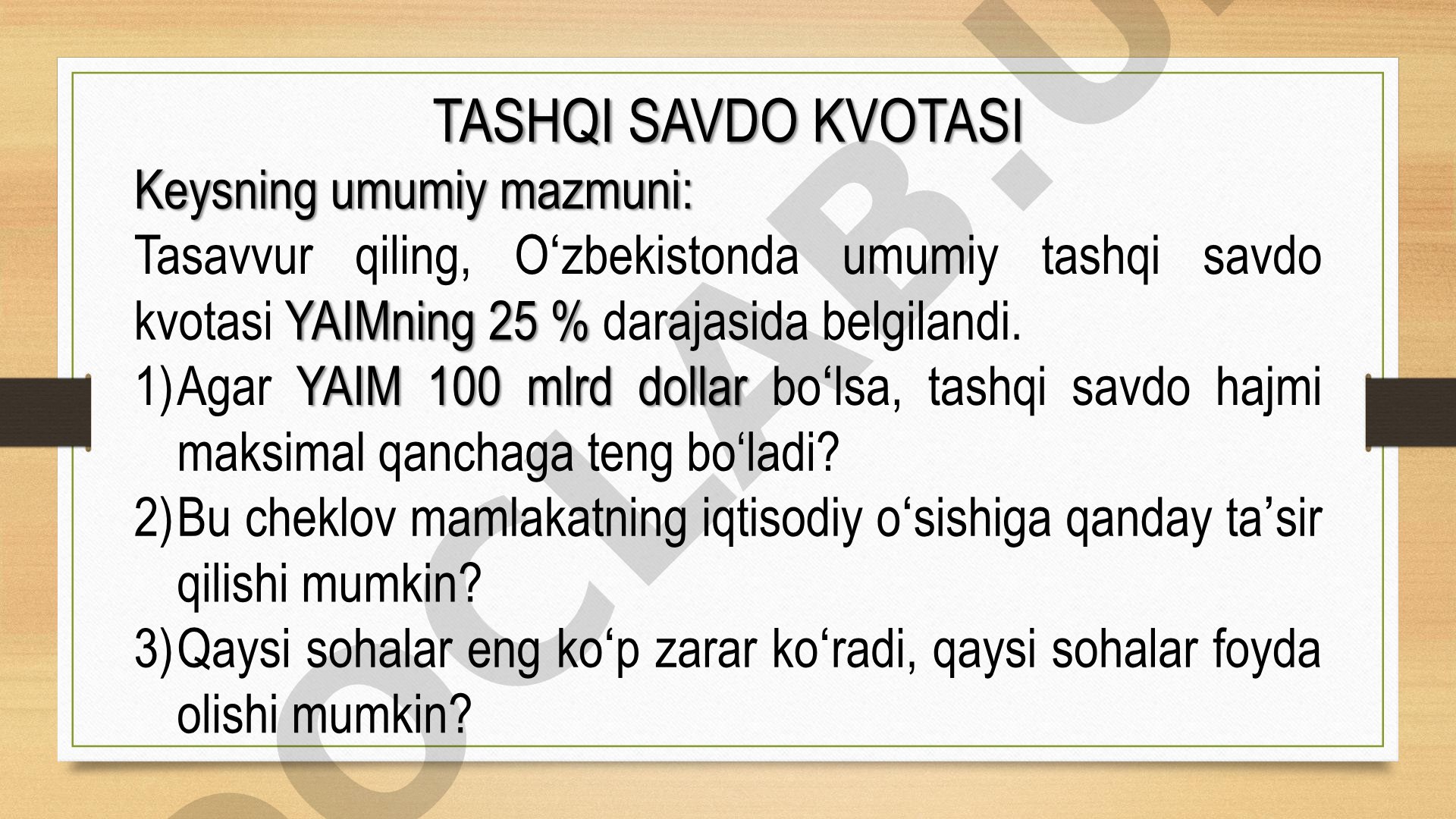 Tashqi savdo kvotasi va uning iqtisodiy oʻsishga taʼsiri