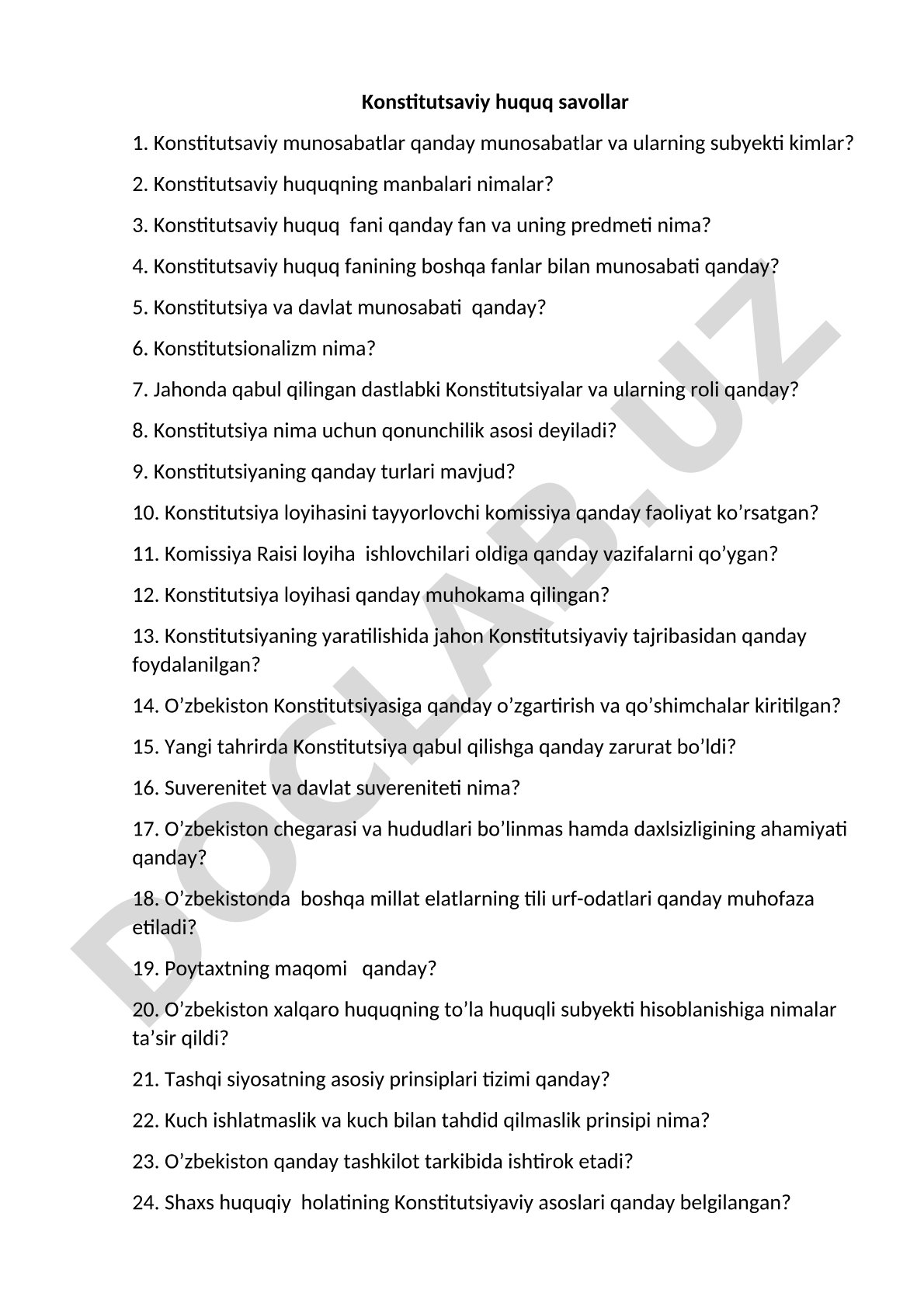 Konstitutsaviy huquq savollari