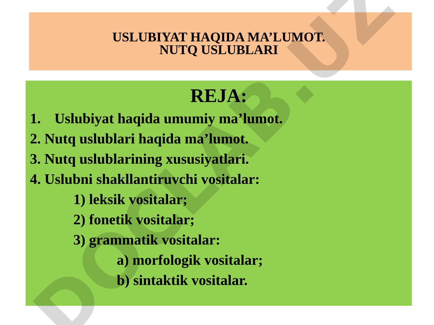 Uslubiyat va nutq uslublari haqida ma'lumot
